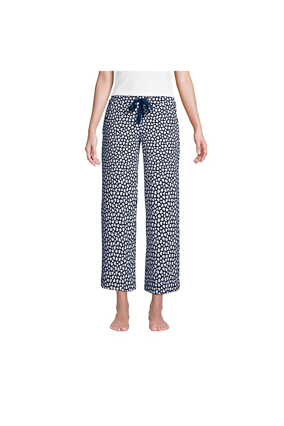 Pajamas  Robes Womens Lands' End Lounge Mid Rise Wide Leg Crop Pajama  Pants Navy • Kamdhenuchem